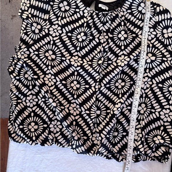 Penn by Pennington NWT Button Back Closure 3/4 Sleeve Blact /Tan Blouse - Picture 10 of 11